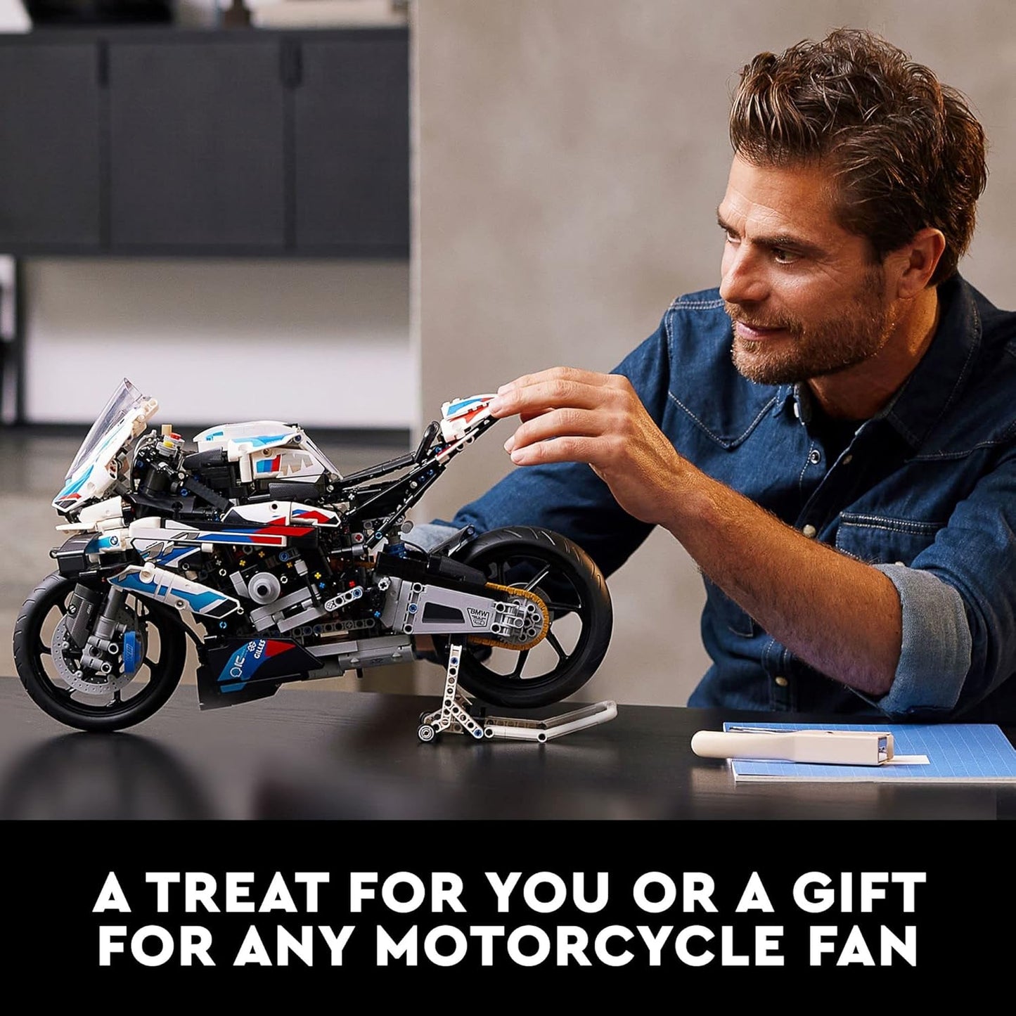Technic BMW M 1000 RR 42130 Model Building Kit; Build a Stylish Motorcycle Display Model with This Rewarding Building Set for Adults; A for Motorcycle Fans (1,925 Pieces)