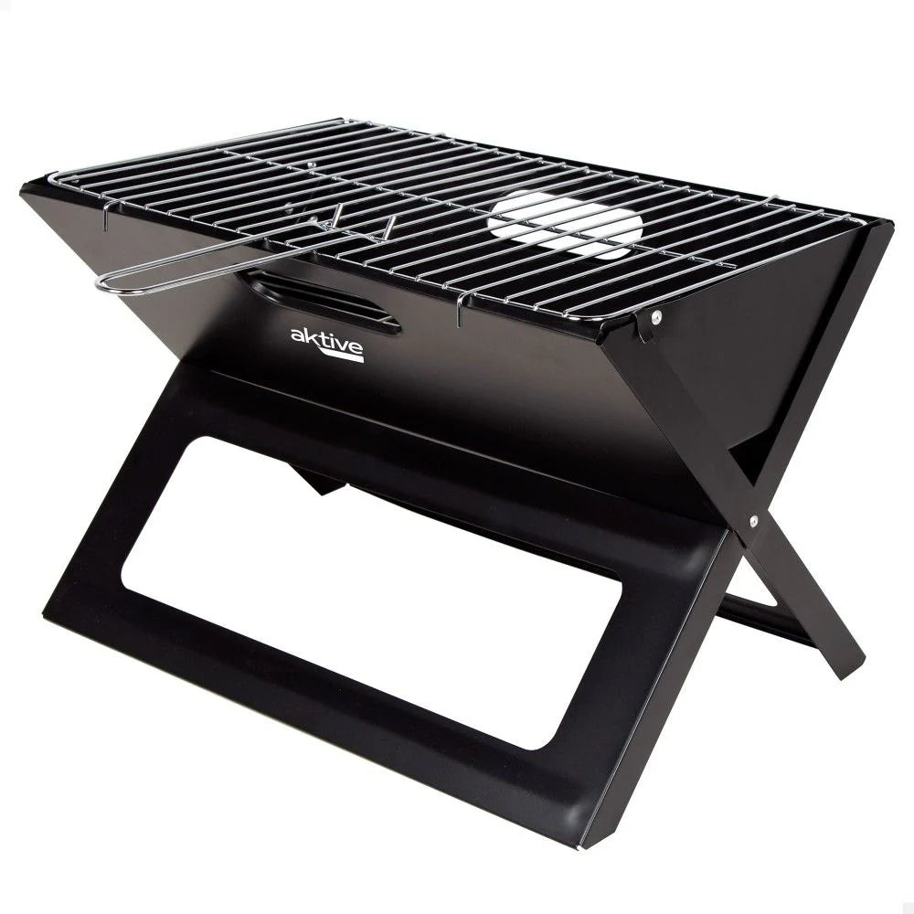 Barbacoa A Carbón Portátil Y Plegable Aktive, 45x29x30cm, De Acero, Con Asa De Transporte
