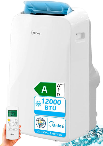 MIDEA Pingüino Aire Acondicionado Portátil 3 en 1 | 3000 Frigorías / 12000 BTU | Air conditioner Silencioso 43m2 - Deshumidificador Ventilador Climatizador 3500 W - 4 modalidades con kit de ventana