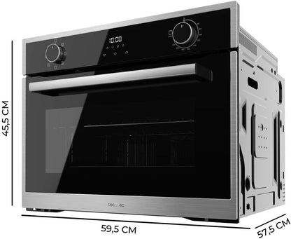 Cecotec Horno Integrable 45cm Alto Multifunción Bolero Hexa M224500 Edge A. 2600W, 53L Capacidad, 7 Funciones, Grill, Fan Assisted Grill, Convección, Defrost, Steam Base X2, Steam EasyClean, Vapor