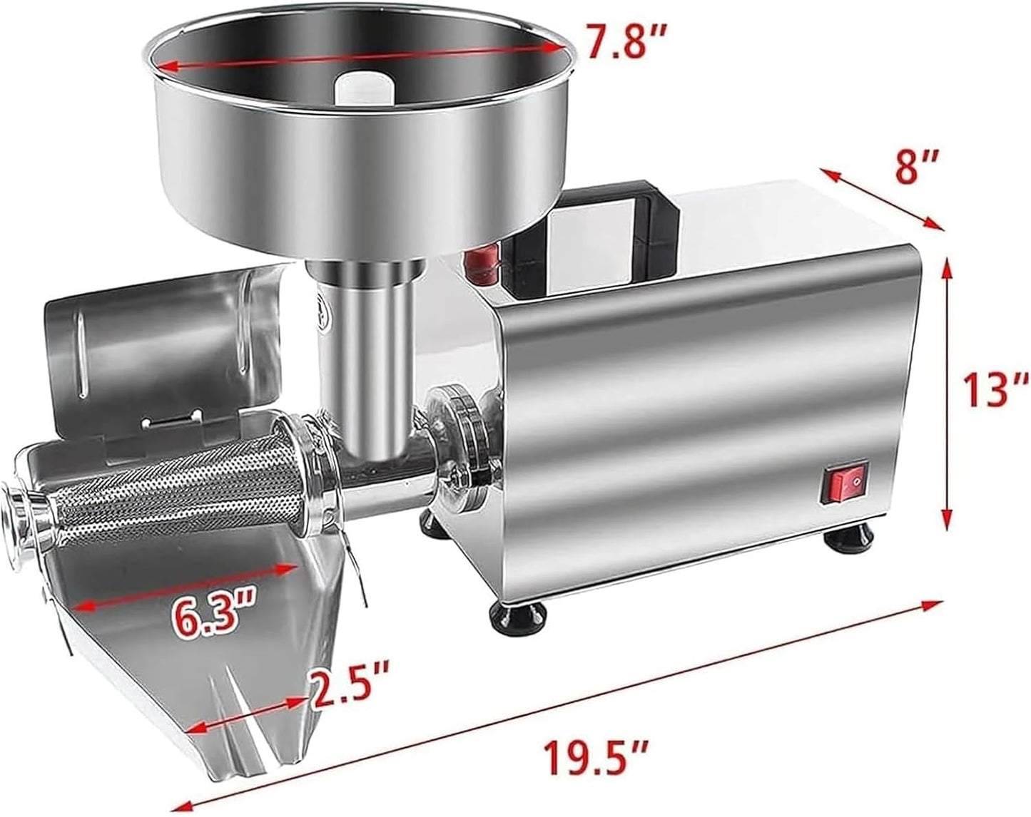 Prensa eléctrica de tomates y colador, procesador de alimentos comercial de acero inoxidable para salsa y jugo, 220 V