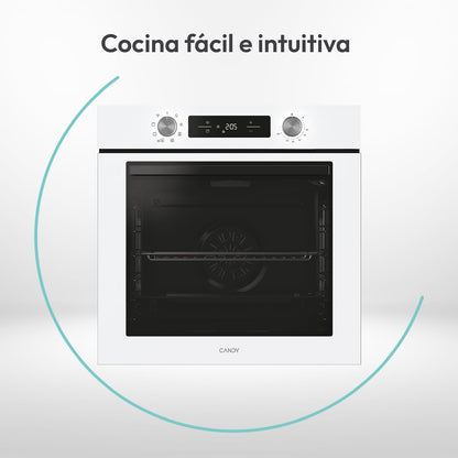 Candy Bake 600 CA6 N3T1HTW Horno Multifunción, 78L, Recetas a través de app hOn, 1 Bandeja y 1 Rejilla, Limpieza Hidrolítica, Convección + Ventilador, 9 Funciones, Ready UX, Blanco