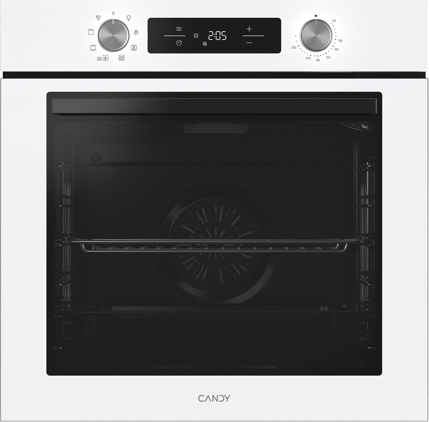 Candy Bake 600 CA6 N3T1HTW Horno Multifunción, 78L, Recetas a través de app hOn, 1 Bandeja y 1 Rejilla, Limpieza Hidrolítica, Convección + Ventilador, 9 Funciones, Ready UX, Blanco