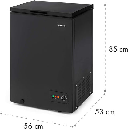 Klarstein Arcon Congelador Pequeño Vertical Portatil, Mini Congelador Silencioso Casa y Oficina, Congeladores Capacidad 99 l. con Cesta, Arcón Freezer con Ruedas de Bajo Consumo para Alimentos