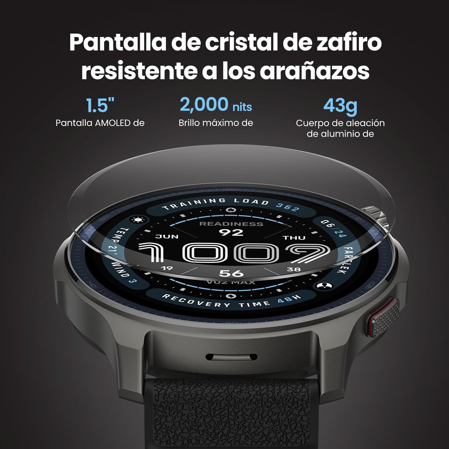 Amazfit Balance 2 Reloj Inteligente Hombre 47mm, Pantalla AMOLED 1,5" Cristal de Zafiro, smartwatch con NFC, GPS, batería de 21 días, 170+ Modos Deportivos, Hyrox, Golf, para Android y iPhone