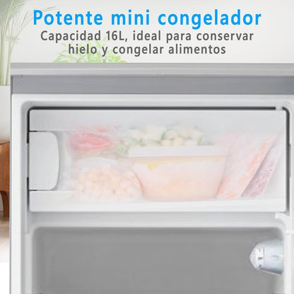 Midea Nevera pequeña 113L con Congelador - Mini frigorífico pequeño para la Habitación/Caravana/Camping - Mini Bar Bajo Consumo - Frigorifico Bajo Encimera Silencioso 39dB + Congelador -16º/-24º