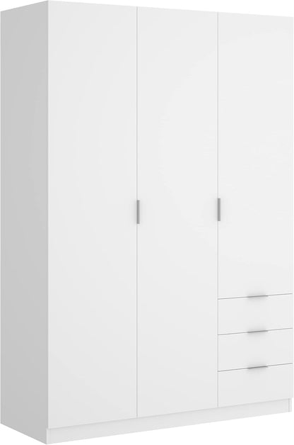 DEKIT GRUPO RIMOBEL Armario Ropero 3 Puertas Y 3 Cajones - Blanco - 121X184X52 Cm