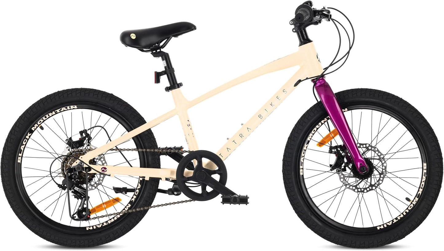 Tatra Bikes Bicicleta Infantil 20 Pulgadas, Bici para niños con Cuadro de Aluminio, 6 Cambios, Frenos de Disco, Timbre, reposapiés, reflectores