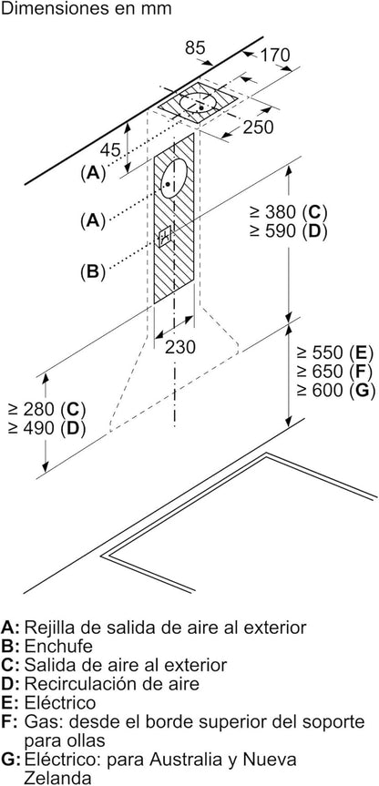 Balay - Campana Exrtactora Decorativa de Pared Piramidal, 90 cm de ancho, 3 potencias de extracción, Instalación en Salida de Humos o Recirculación, Acero Inoxidable, 3BC696MX