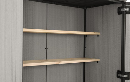 Keter High Store Plus- Cobertizo de jardín Exterior, 1400L, Color Gris, tecnología Duotech Paredes aptas para Pintar, 170.4 x 140 x 73.6 cm