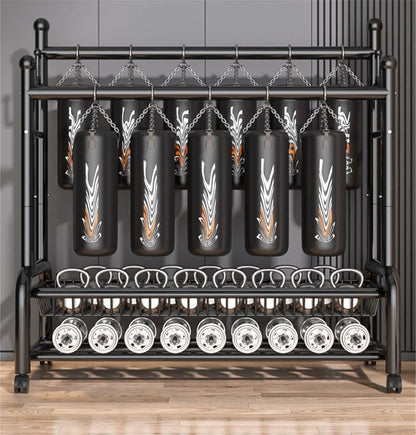 Perchero De Metal con Ruedas, Perchero de Acero Al Carbono con 2 Almacenamiento De Rack Y 2 Rieles De Ropa, Extraíble