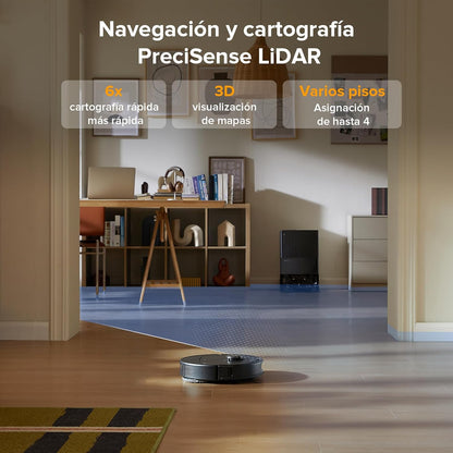 roborock Robot Aspirador QV 35A Set, 8000Pa de succión, Dos mopas giratorias elevables, cepillos antienredos, tecnología reactiva para Evitar obstáculos, navegación y mapeo,Negro