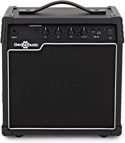 Bajo Eléctrico Con Amplificador De 15 W Chicago de Gear4music 4 Cuerdas Negro