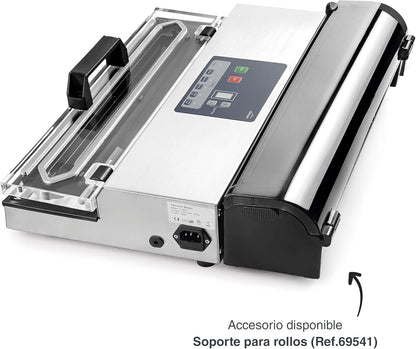 Lacor - 69540 - Envasadora al vacio, Máquina de vacio, Selladora de Alimentos, Acero inoxidable, Libre BPA, Sellado Hermético, 650W, 40cm, Inox