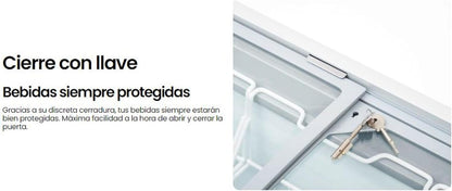 INFINITON Arcon Congelador Industrial FCH-209CC82WEC, 209 Litros, Puerta con diseño Flat door design, Control de temperatura Mecánico, D, Ruedas, Cierre de seguridad con llave
