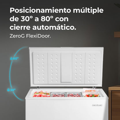 Cecotec Congelador Horizontal 198L Bolero CoolMarket Chest 198P White E. Cesta con Asas, Control Electrónico LED, UltraContact D-Cool, Dual Function, Puerta ZeroG (80º-30º), Fast Freezing, Compacto