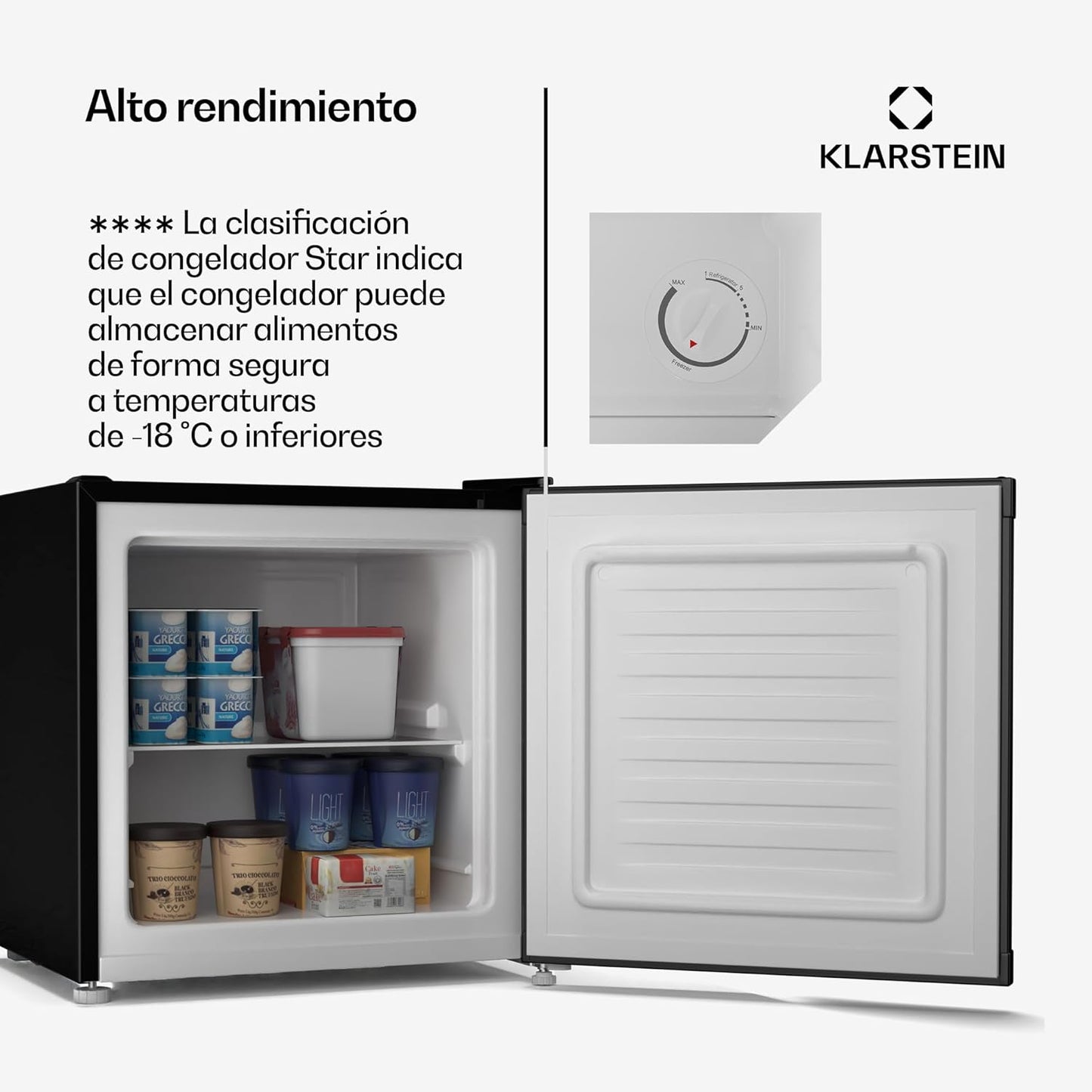 KLARSTEIN Irene Mini Nevera, 31L Nevera/Congelador Compacto Con Temperatura Ajustable -24°C A 10°C, Eficiente Energéticamente, Silencioso 38 Db Para Dormitorios & Espacios Pequeños