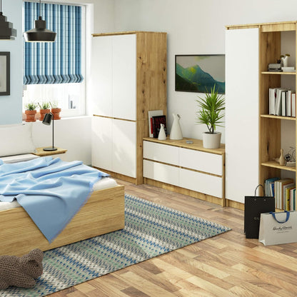 Armario AKORD S90 Roble Artisan 90 cm 4 puertas frente en color Blanco 90x51x180 cm