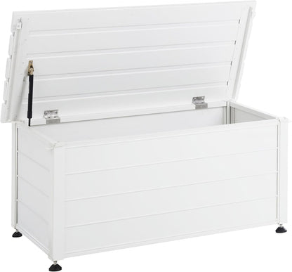 Beliani Arcón para exterior de aluminio mueble de almacenaje de jardín blanco 113 x 50 cm Campalto