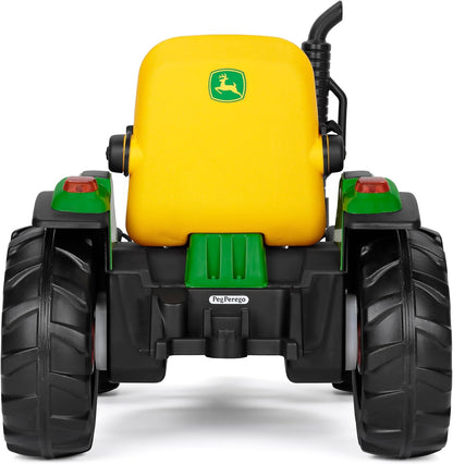 Peg Perego John Deere RC Tractor - Tractor eléctrico corredizo y teledirigido para niños, 12 V, con remolque, mando a distancia, 2 ruedas motrices, radio FM, 1 año