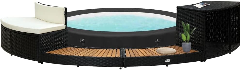 vidaXL Borde de Bañera Hidromasaje SPA Ratán Rintético Gris