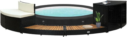 vidaXL Borde de Bañera Hidromasaje SPA Ratán Rintético Gris
