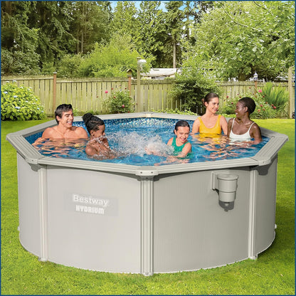 Bestway Hydrium - Piscina de Pared de Acero con Filtro de Arena, diámetro de 300 x 120 cm, Gris, Redonda