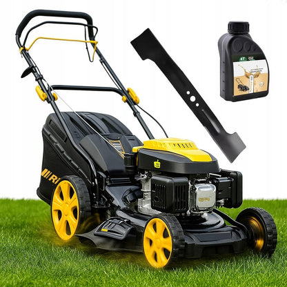 RPM 4735 Cortacésped de gasolina, 47 cm, acero negro, 9 en 1, Multimodo, 31 kg, 7 posiciones, automotriz, motor OHV 146cc