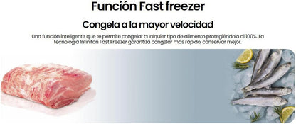 INFINITON CV-A85I - Congelador vertical, 80 Litros, 85 cm, 3 cajones, Control de temperatura, Puerta reversible, Regulación en Altura, E, Inox