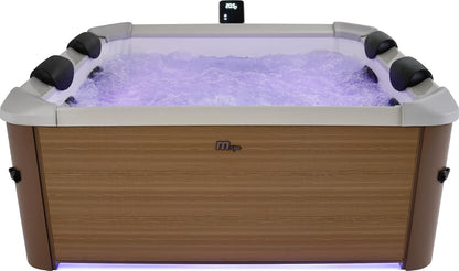 MSPA Whirlpool Oslo Amber – 160 x 160 x 65 cm – Whirlpool Hinchable para 6 Personas con 120 chorros de Masaje, 8 boquillas de hidromasaje, calefacción PTC, luz LED, desinfección de ozono y Cubierta