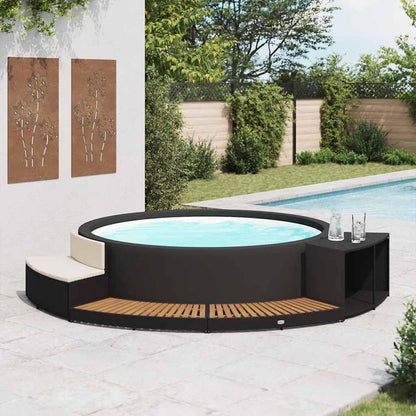 vidaXL Borde de Bañera Hidromasaje SPA Ratán Rintético Gris