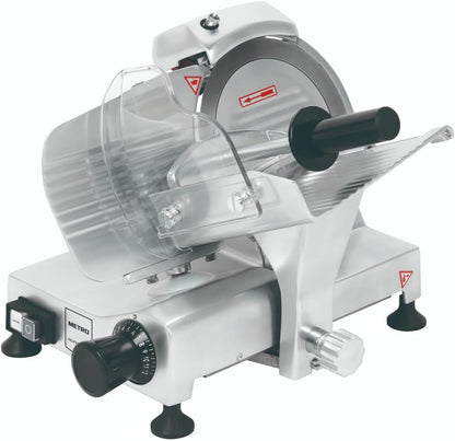 METRO PROFESSIONAL Cortafiambres GFS3019, Cuchilla 19,5 cm, Grosor 0-12 mm, 120 W, Aluminio Anodizado, Plata