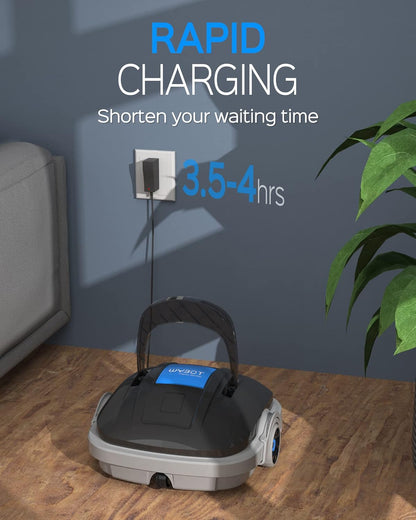 Robot Limpiafondos Piscina Electrico sin Cable para Aspirador Piscinas de hasta 80m², 100 Mins Doble Filtración y Estacionamiento Automático, Robot Limpiafondos Piscina con Motores de Doble Tracción