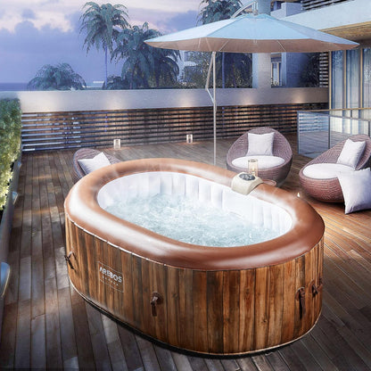 Arebos Whirlpool | SPA Hinchable | Interior y Exterior | 190x120 cm Ovalado | 2 Personas | 90 chorros de Masaje | con calefacción | 550 litros | Incl. Cubierta | Bubble SPA & Wellness Massage