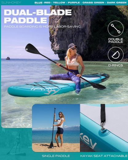 Tabla de Paddle Surf Hinchable 335cm con Accesorios Incluidos de Primera Calidad, Remo Ajustable, Bomba de Mano, Mochila de Transporte. 335 x 86 x 15 cm, Soporta hasta 181Kg
