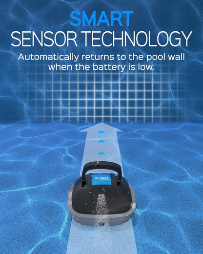 Robot Limpiafondos Piscina Electrico sin Cable para Aspirador Piscinas de hasta 80m², 100 Mins Doble Filtración y Estacionamiento Automático, Robot Limpiafondos Piscina con Motores de Doble Tracción