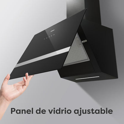 CIARRA CBCB6736H Campana Extractora de Pared 60cm Clase A+++ 3 Velocidades Evacuación al Exterior y Recirculación Interna por Filtro de Carbón CBCF003 Luz LED