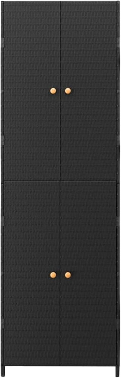 Armario de almacenaje de jardín ratán PE Negro arcones para Jardin Exterior 59x40x180 cm