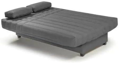 SHIITO | Sofá Cama 3 Plazas con Arcón - Modelo Trevor- Apertura Clic-Clac | 100x193x100 cm | 2 Cojines Incluidos | Color Gris Oscuro Comodidad | Comodidad con Estilo