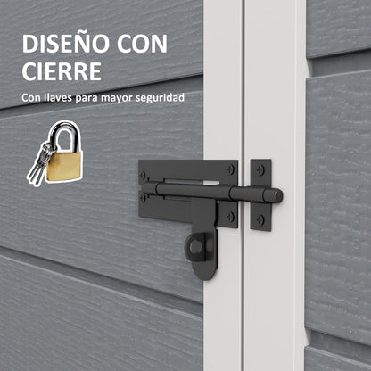 Outsunny Caseta de Jardín Exterior, 1,14 m², 151x92x193 cm, Cobertizo de Jardín Exterior con Suelo, Puerta Corredera, Ventana y Techo Inclinado, para Almacenamiento de Herramientas, Gris