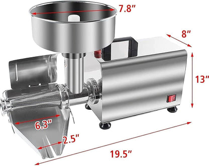 Fresadora de tomate comercial, alimentos de acero inoxidable de 450 W, máquina for hacer salsa prensada, máquina exprimidora de salsa de tomate for salsa de fresa y arándano