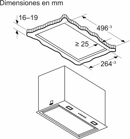 Bosch - Módulo de Integración, Serie 6, 52 cm de ancho, Iluminación LED, acero inoxidable, DLN78PC60