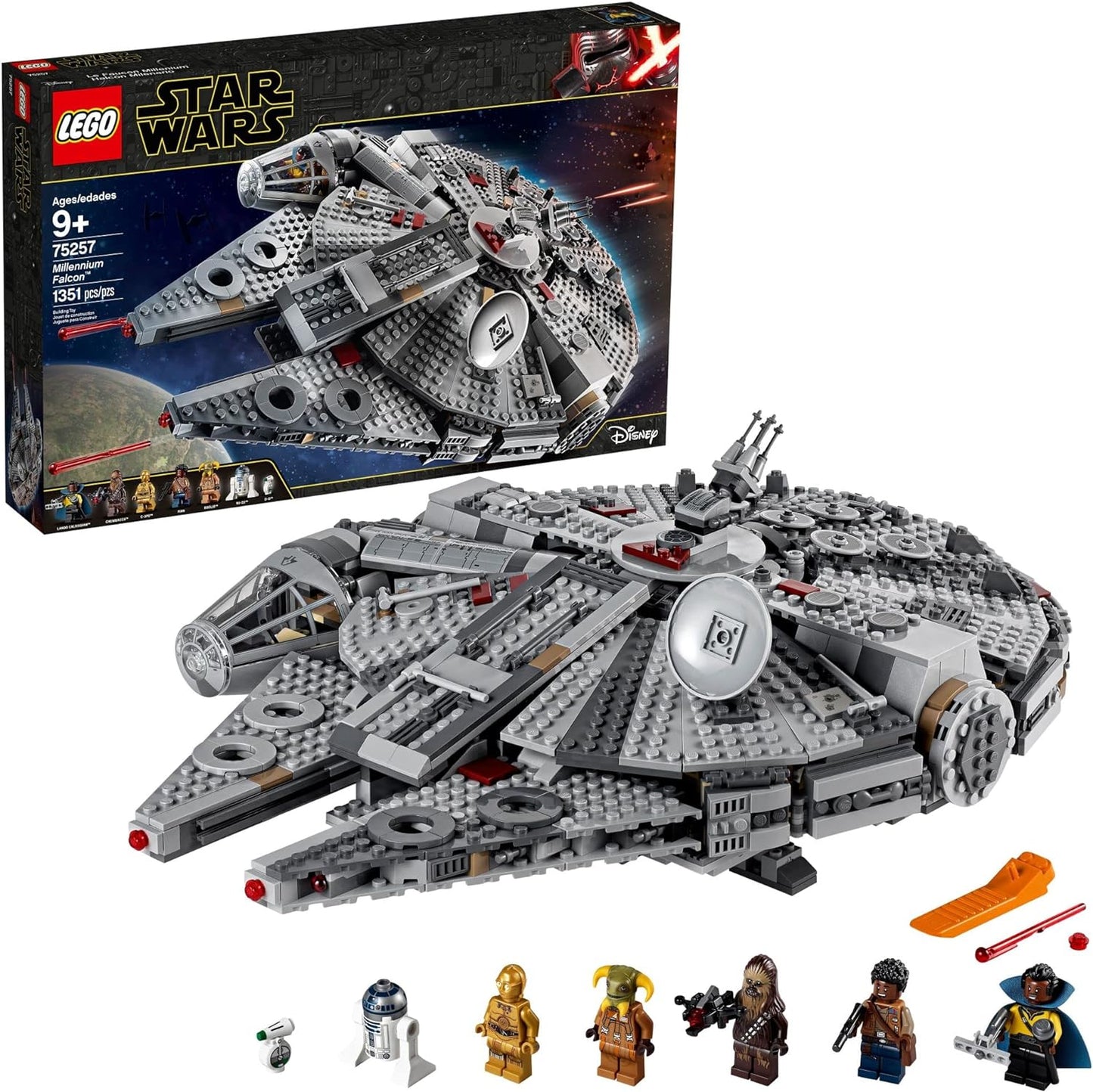 Star Wars: The Rise of Skywalker Millennium Falcon 75257 Starship Model Building Kit and Minifigures, New 2019 (1,351 Pieces)