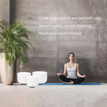 Hye-eun Juego de 3 cuencos de cristal de 15,2 a 25,4 cm, 432 Hz, 25,4 cm, 20,3 cm, para meditación, yoga, con funda de transporte, para mantener el equilibrio y terapia