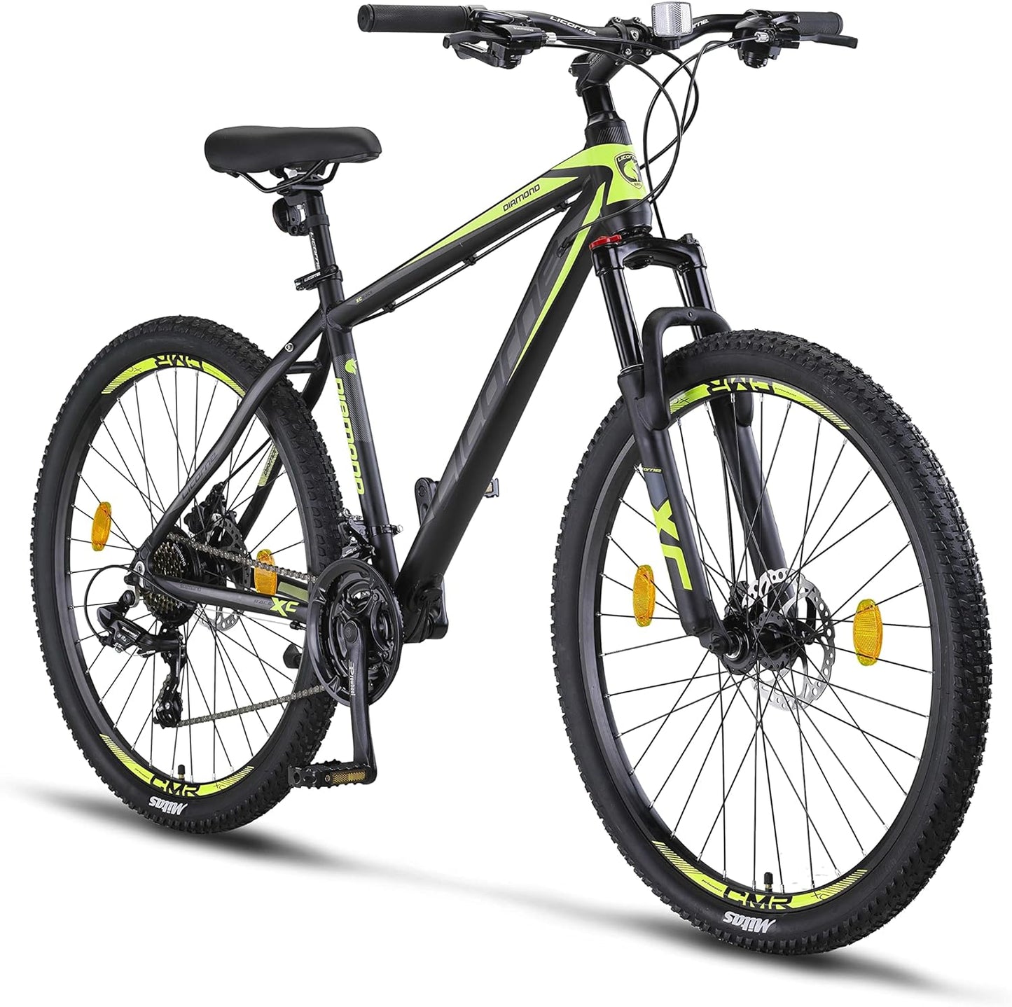 Licorne Bike Diamond Premium - Bicicleta de montaña de aluminio para niños, niñas, hombres y mujeres, cambio de 21 velocidades, freno de disco, horquilla delantera ajustable de 26, 27,5 y 29 pulgadas