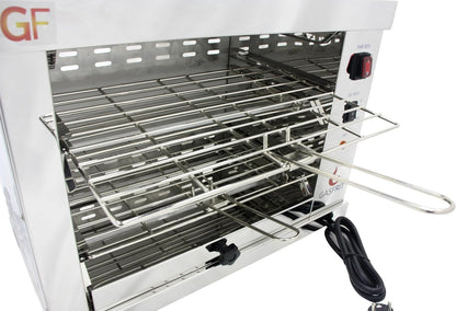 Tostador Eléctrico Industrial de Cuarzo 2 Plantas, 3000W, Acero Inoxidable, Parrilla y Bandeja Recogemigas Extraíbles, Uso Profesional Hostelería