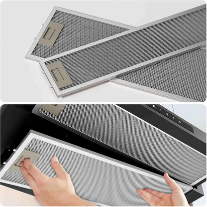 CIARRA CBCB6909A Campana Extractora Telescópica Negra Cocina 60 cm 600 m³ / h Clase A+ 3 Niveles Control Táctil Iluminación LED Filtro de Carbón CBCF055