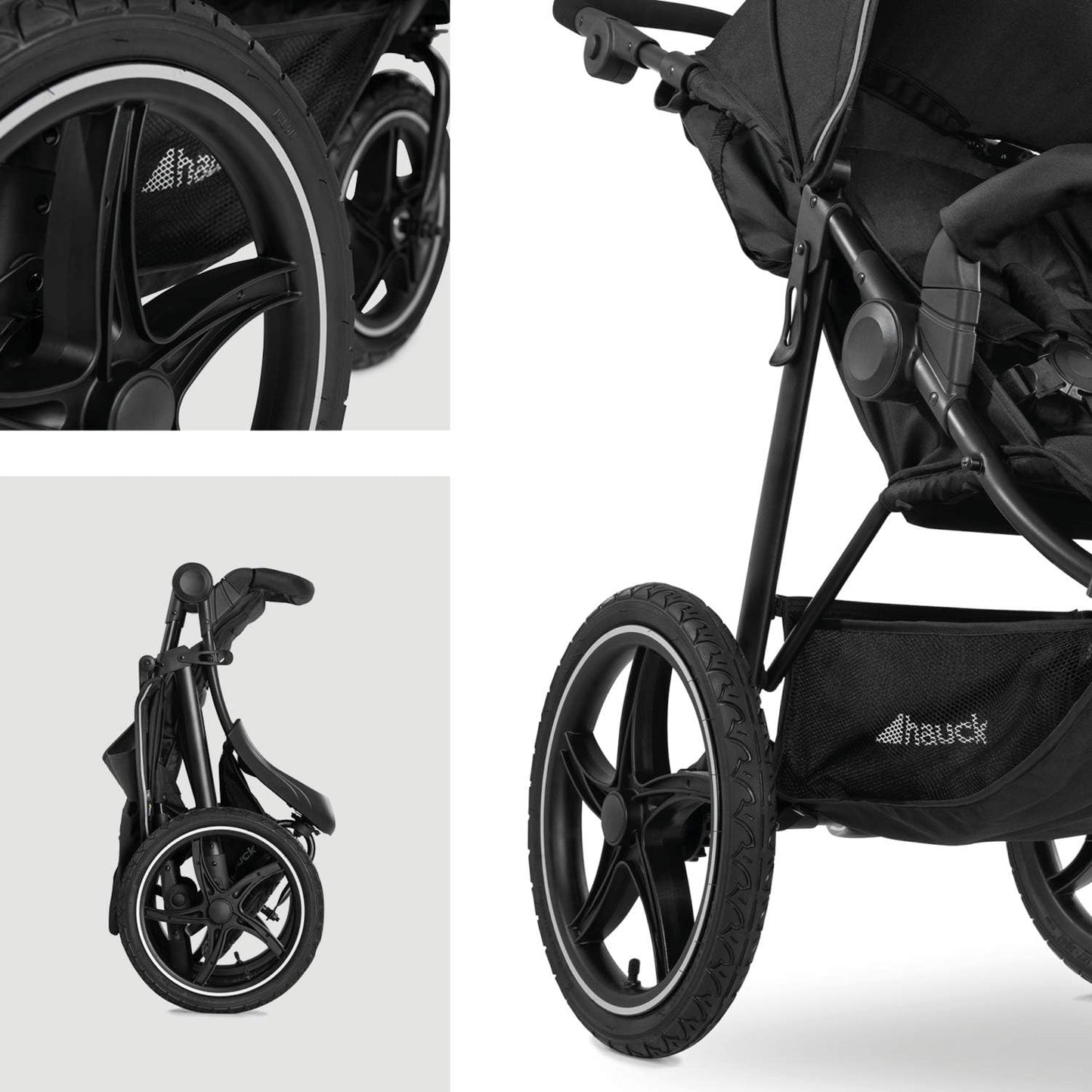 hauck Runner 2 Silla de Paseo Ligera hasta 22 Kilos - Carrito Bebé Reclinable desde el Nacimiento - Carro de 3 Ruedas Neumáticas Grandes - UV 50+ - Negro