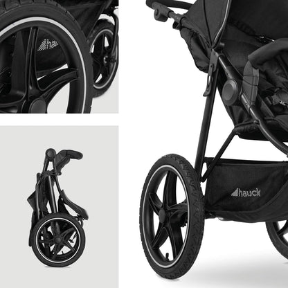 hauck Runner 2 Silla de Paseo Ligera hasta 22 Kilos - Carrito Bebé Reclinable desde el Nacimiento - Carro de 3 Ruedas Neumáticas Grandes - UV 50+ - Negro