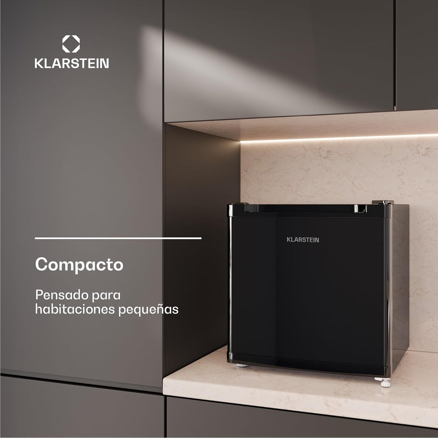 KLARSTEIN Irene Mini Nevera, 31L Nevera/Congelador Compacto Con Temperatura Ajustable -24°C A 10°C, Eficiente Energéticamente, Silencioso 38 Db Para Dormitorios & Espacios Pequeños